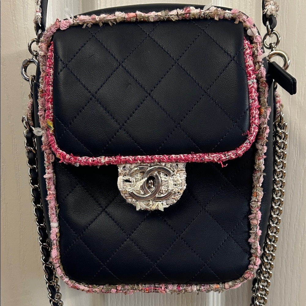 Chanel Quilted Blue and Pink Crossbody Bag